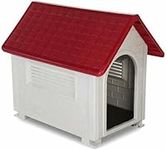 HYGRAD BUILT TO SURVIVE Large Waterproof Outdoor Indoor Plastic Pet Puppy Dog House Home Shelter Kennel Water Resistant and Attractive for Small to Large Sized Dogs - Perfect for Gardens 82x56x71 cm