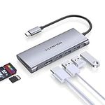 LENTION USB C Hub with 4K HDMI, 3 USB 3.0, SD 3.0 Card Reader Compatible 2023-2016 MacBook Pro 13/15/16, New Mac Air/iPad Pro/Surface, More, Multiport Stable Driver Dongle Adapter (CB-C34, Space Gray)