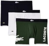 Lacoste Mens Iconic Fashion 3 Pack Cotton Stretch Boxer Briefs, Thyme/Navy Blue-White, Small US, Thyme/Navy Blue-White, Small