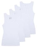 Comfneat Women's 4-Pack Slim-Fit Basic Tanks Cotton Casual Comfy Top Underwear (M, White 4-Pack)