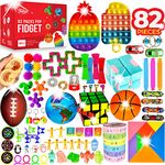 Fidget Toys Pack, 82 PCS Party Favors Set Gifts for Kids Adults Autism Stress Relief Stocking Stuffers Sensory Pop It Autistic Bulk Boys Girls Pinata Filler Goodie Bag Treasure Box Classroom Prizes