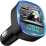 Bluetooth FM Transmitter for Car, Wireless in-Car Radio Adapter Car Kit,Universal Car Charger with Dual USB Charging, Hands-Free Calling, Music Player Supports TF Card & USB Disk