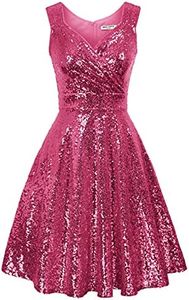 GRACE KARIN Abito Elegante da Donne da Cerimonia Senza Maniche V-Scollo Tinta Unita Party Rockabilly Cocktail CL11061-17 M