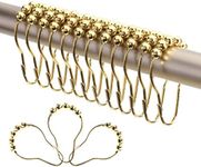 2lbDepot Shower Curtain Rings Hooks - Gold Finish - Premium 18/8 Stainless Steel - Locking Rings with Easy-Glide Rollers - Five Finishes Available - Set of 12 for Shower Rods
