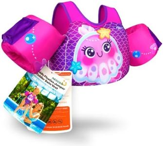 AEOCOO Puddle Float Jumper 20-30-50-60-70 Pounds, Toddler Swim Vest for 1-3-5-6-9 Years Old, Pool Floats with Swimming Arm Floaties Swim Jacket for Kids Swimmies, Boys, Girls, Niños, Seajelly