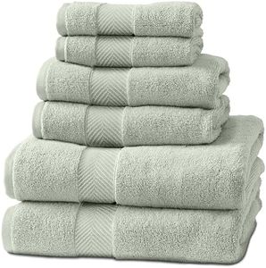 Natureva Home - Bamboo Cotton Bath Towels, Set of 6 | Super Absorbent, Quick Dry, Extra Plush | Bamboo Viscose & Zero-Twist Cotton Soft Blend | 700 GSM Luxury Shower Bathroom Towel | Colour Eucalyptus