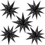 60 Pcs Explosion Star Balloons, Foil Cone Mylar Starburst Balloons, Point Star Balloons Party Decoration Supplies for Birthday Wedding Christmas Anniversary Backdrop (Black)