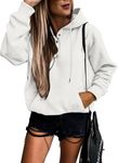 SHEWIN Womens Sweatshirt Long Sleeve Button Fleece Hoodies Pullover Tops Lightweight 2024 Fall Fashion Oversized Sweatshirts for Women Loose fit,US 8-10(M),White Grey