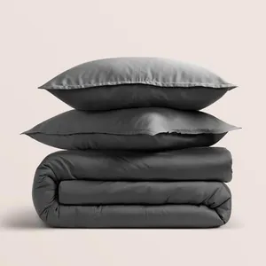 Lasuens 100% Lyocell Duvet Cover Soft, Silky and Breezy (Queen/Full Set, Grey)