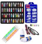 D.B.Z. Nail art kit 48 Glass Bottles Glitter Stones ,100 Nails ,10 Round Tape & Two Way 5 Dotting with 2 Glue ( Nail Art Kit)