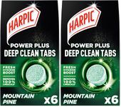 Harpic Power Plus Deep Cleaning Toilet Tablets, Mountain Pine, Pack 1 x 6 Tablets, Deep Clean Without Scrubbing, Removes 100% Limescale, Toilet Cleaner (Pack of 2)