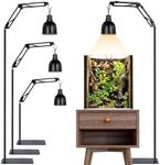 Loplurea Reptile Heat Lamp Stand - 15-69 Inch Adjustable Metal Terrarium Hanging Light Holder Mount with 360° Adjustable Swing Arm for Bearded Dragon Gecko Turtles Snake Fish and Chicks