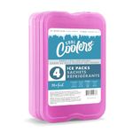 Cool Coolers by Fit & Fresh 4 Pack XL Slim Ice Packs, Quick Freeze Space Saving Reusable Ice Packs for Lunch Boxes or Coolers, Purple