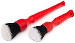 Detail Factory - TriGrip Ultra-Soft Detailing Brush Set - Scratch-Free Cleaning for Exterior, Interior Panels, Emblems, Badges, Gauges, Infotainment Screen - Red