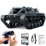 Mostop Remote Control Tank 1/16 Scale High Speed RC Tank Offroad Crawler for Kids, 2.4Ghz Remote Control Crawler Drift Tank Army Truck with 2 Batteries, 360°Rotating Drifting Truck Toy Gifts (grey)