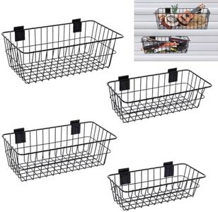 zjdbset 4Pcs Large Slatwall Baskets Ventilated Metal Slatwall Baskets Mounted Storage Baskets Hanging Slatwall Accessories for Shops,Rooms,Garage Storage Display on Slatwall Panels