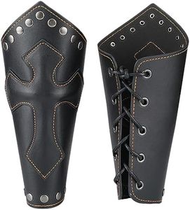GORGECRAFT 2PCS Protège-Bras en Cuir à Rivets Croisés Brassards à Boucle de Tir à l'arc Médiéval Bracelet à Gantelet en Cuir Noir Manchette D'Armure de Bras Steampunk pour Halloween Costumes