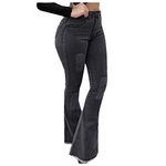 Buetory Bell Bottom Jeans for Women Classic High Waisted Butt Lift Flared Jeans Stretch Fit Bootcut Straight Jean Denim Pants(Black,X-Large)