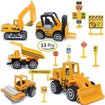 Construction Toys Sets 5 Pieces Mini Vehicles Including Truck Forklift Bulldozer Road Roller Excavator Dump Truck TractorFree-Wheeling Cars for Children