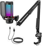 TONOR Gaming USB Microphone Set for PC, RGB Condenser Mic with Boom Arm Quick Mute, Pop Filter, Shock Mount, Gain Control for Streaming Podcasting Recording Vocal Discord Twitch YouTube TC310+