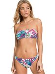 ROXY Women's Sun Bandeau Set Swimwear, Bright White Paradise, M