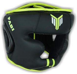 Fadi Sports Optima Fight Boxing Head Guard - Faux Leather Headgear for Kids and Adults in MMA, Kickboxing, Muay Thai, Karate, Martial Arts, and Taekwondo (Black/Green, S/M)
