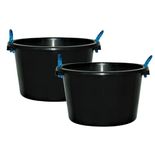 40L / 8.8 Gallon Large Multipurpose Tub Bucket with Rope Handles (Set of 2 Tubs) - 30cm (H) x 51cm (Dia)