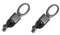 JVCV® Genuine Leather Braided Keychain Strap Accessories Car Key Chain Rope Keyring with Zinc Alloy Buckle Keyring Holder (2 PACK)