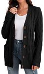 GRECERELLE Women's Knit Long Cardigans Jumpers Cardigan with Pockets with Buttons Ladies Loose Long Sleeve Knitwear Oversized Sweater Cardigan for Autumn Winter Spring (Black, M)