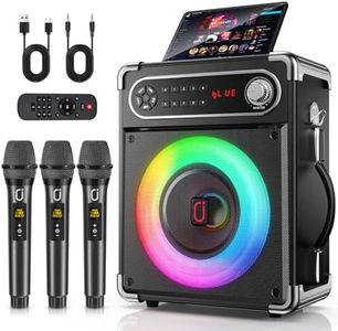 HWWR Karaoke Machine with 3 Wireless Microphones for Adults/Kids, Portable Bluetooth 5.3 Karaoke Speaker, Home Party Speaker with Disco Lights for Outdoor, PA System Supports TWS and TV connectivity