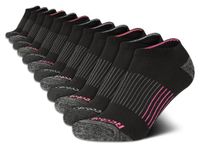Reebok Women's No-Show Breathable Athletic Low Cut Cushioned Socks (12 Pack) (Solid Black, Shoe Size: 4-10)
