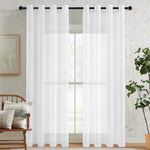 MRTREES Curtain 250 cm high, modern living room curtains, width 140 cm, window curtain, bedroom curtain, 2 pieces, with eyelets semi-transparent linen effect, romantic, elegant