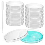 Aster 12 Pack Plastic Petri Dishes with Lid, 90mm Dia x 15mm Deep Lab Petri Plate Dish Bioresearch Sterile Petri Dish with Tube Droppers for School Science Projects, Seeding, Storage, Biological Theme