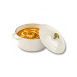 Cumin Co. Enamel Cast Iron Dutch Oven with Lid | Induction, Dishwasher, Oven Safe | 100% Toxin-Free Surface | Biryani Pot Heavy Bottom | Cast Iron Casserole (Malai (White), 16 CM)