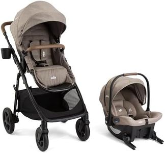 Joie Ginger and Mint Latch Travel System – 4-in-1 Travel System with Baseless Infant Car Seat & Stroller, One-click Install, From Birth Stroller (Mocha)