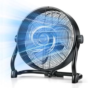 Air Choice 12" Battery Powered Fan, Portable Rechargeable Cordless Fan, 360° Tilt, 20H Run Time, 12 Wind Speed, High Velocity Heavy Duty Metal Industrial Floor Fan for Camping Hurricane Home Warehouse