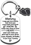 New Mom Gifts Keychain for Women Valentine Gifts for Expectant Mothers Baby Shower Pregnancy Pregnant Gifts for Mom-to-be First Time Moms Mother's Day Birthday Present for New Mothers from Husband, Silver, Small