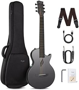 Enya NOVA Go SP1 Carbon Fiber Acoustic Electric Guitar with Smart AcousticPlus 35 Inch Travel Acustica Guitarra Starter Bundle Kit of Gig Bag, Strap, Strings, Charging Cable, Instrument Cable(Black)