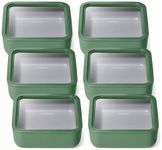 Caraway 6pc Glass Food Storage Set – 10 Cup Food Containers (6) - Ceramic Coated - Non Toxic, Non Stick with Lids - Microwave Safe - Sage