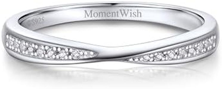 MomentWish Wedding Band, Promise Ring for Her, Moissanite Engagement Ring for Women 925 Sterling Silver Half Eternity Stackable Anniversary Ring-Size10