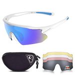 Snowledge Cycling Glasses with 5 Interchangeable Lens UV 400 Protection Polarised Sports Sunglasses for Men Women Running Climbing Fishing Driving Golfing