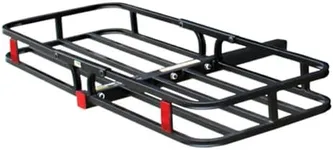 MaxxHaul 70107 53" x 19-1/2" Hitch Cargo Carrier - Trailer Hitch Mount Steel Cargo Carrier With High Side Rails For RV's, Trucks, SUV's, Vans, Cars with 2" Hitch Receiver - 500-lb Load Capacity, Black