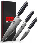 SHAN ZU Knife Set of 3 in Powder Steel, Japanese Kitchen Knives Sets High Carbon Ultra Sharp Chef Knife Set with Ergonomic Handles Utility Knife Set Include Chef Knife, Kitchen Knife, Peeling Knife