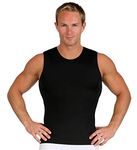 Insta Slim Mens Compression Sleeveless Crew Neck Muscle Shirt- Slimming Body Shaper Undershirt, Black, XXXXXXL