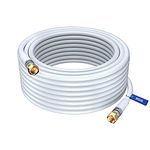 Coaxial Cable RG6 Coax Cord 100 Feet (White), Triple Shielded Wire CL3 F-Type Connectors