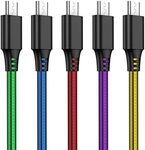 Micro USB Cable, 5 Pack (6.6ft/2m) 2.4A High Speed Android Charging Cable PVC Micro USB Charger for Samsung Galaxy S6 S7 S4 S3 S2 J1 Note 2, HTC, Kindle, Moto G5,