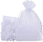 KAHEIGN 50Pcs Large Organza Gift Bags, 20 x 30cm Jewellery Bags Wedding Favour Bags with Drawstring for Birthday Party Xmas Gift Packaging (White)