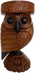 Enchanting Brown Wooden Carved Owl 