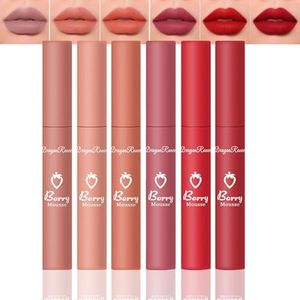 6Pcs Matte Lip Gloss Stain Liquid Lipstick Set, Long Lasting Waterproof Velvet Lipgloss Gift Set, Longwear Pigmented Full-coverage Lip Makeup Holiday Birthday Xmas for Girls and Women