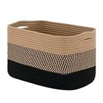 Cherrynow Magazine Rope Baskets with Handles, Cotton Rope Basket for Books,Baby Nursery Storage Basket for Toys, Towels,Under Shelf Basket for Storage,Rectangular Storage Toy Bin, 15 x 10 x 9 inches